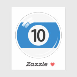 Schwimmbad/Billardkugel Nummer zehn (10) blau weiß Aufkleber