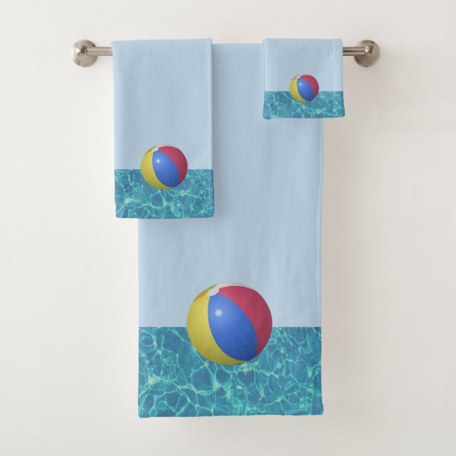 Schwimmbad blau Wasser & Beachball Badetuch Badhandtuch Set (Insitu)