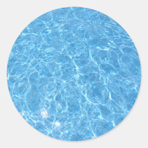Schwimmbad Blaues Wasser Trendy Blank Template Runder Aufkleber
