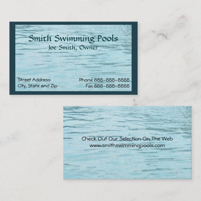 Schwimmbad Business Card Visitenkarte (Vorne/Hinten)