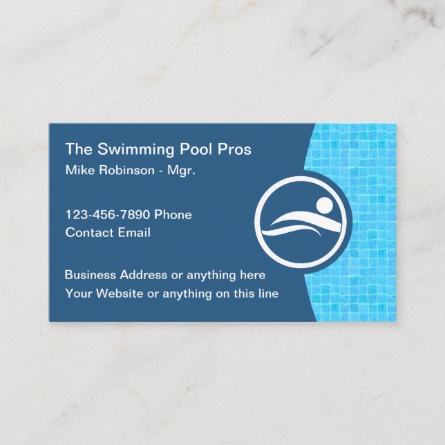 Schwimmbad Business Cards online Visitenkarte (Vorderseite)