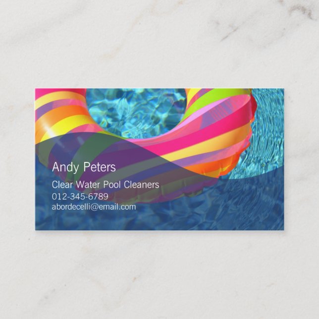 Schwimmbad Cleaner Business Card Klare Schwimmbad Visitenkarte (Vorderseite)