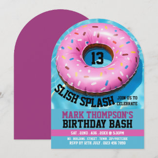 Schwimmbad Donut, Schwimmbad Party Geburtstag Einladung