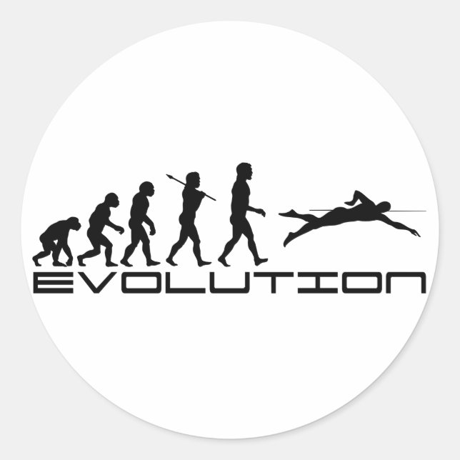 Schwimmbad Evolution Sport Art Runder Aufkleber (Vorderseite)
