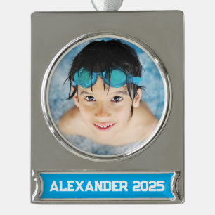 Schwimmbad Foto Azure Banner-Ornament Silber