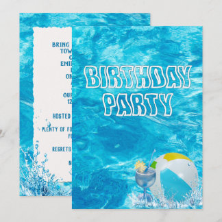 Schwimmbad Geburtstagsparty Einladung