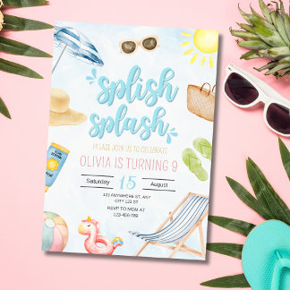 Schwimmbad Geburtstagsparty Einladung, Schwimmen G Einladung