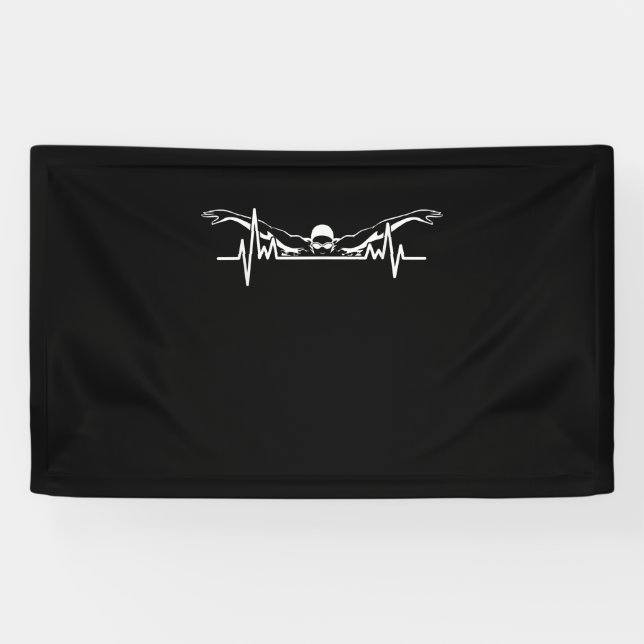 Schwimmbad Heartbeat Badeteam Schwimmer Frauen Mäd Banner (Horizontal)