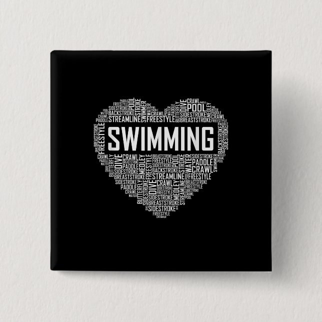 Schwimmbad Herzbus Schwimmer Geschenk schwimmen Lo Button (Vorderseite)