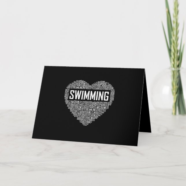 Schwimmbad Herzbus Schwimmer Geschenk schwimmen Lo Karte (Vorderseite)