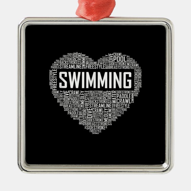 Schwimmbad Herzbus Schwimmer Geschenk schwimmen Lo Ornament Aus Metall (Vorne)