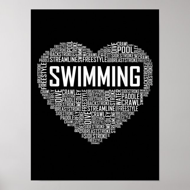 Schwimmbad Herzbus Schwimmer Geschenk schwimmen Lo Poster (Vorne)