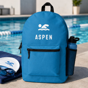 Schwimmbad Icon Motif Minimal blau Bedruckter Rucksack