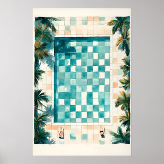 Schwimmbad-Kunstposter Strandhaus Küste Poster