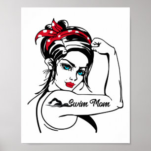 Schwimmbad Mama  Rosie Das Riveter Button hoch Poster