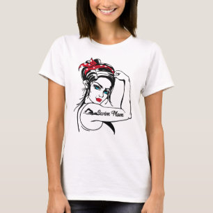 Schwimmbad Mama  Rosie Das Riveter Button hoch T-Shirt