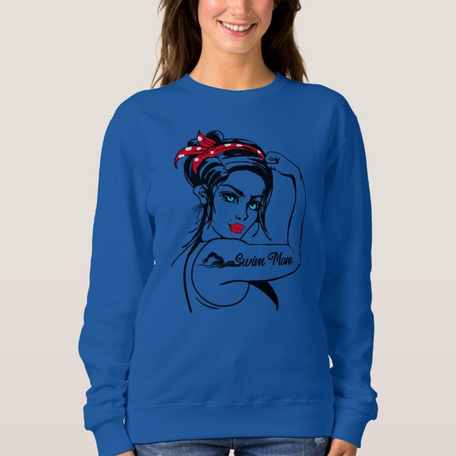 Schwimmbad Mama  Rosie Das Riveter Button Sweatshirt (Vorderseite)