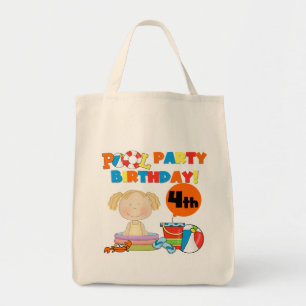 Schwimmbad Party 4. Geburtstag Tshirts und Geschen Tragetasche