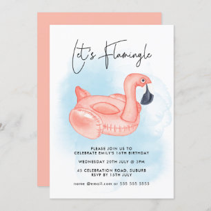 Schwimmbad Party Flamingo Flamingo Teen Geburtstag Einladung
