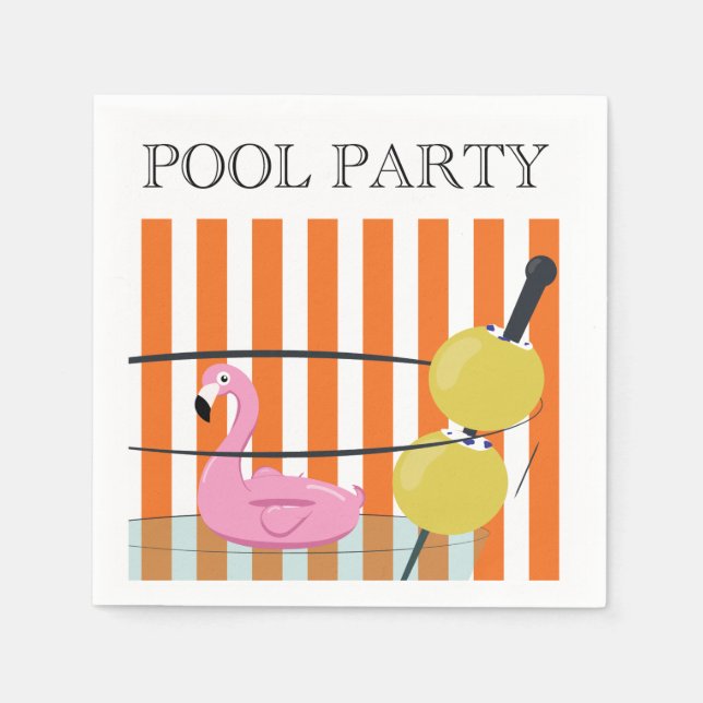 Schwimmbad Party Flamingo Schwimmbad Cocktail Napk Serviette (Vorderseite)