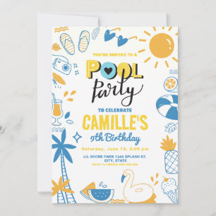 Schwimmbad Party Geburtstag Einladung