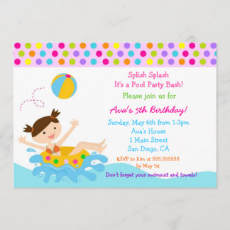 Schwimmbad Party Geburtstag Einladungen