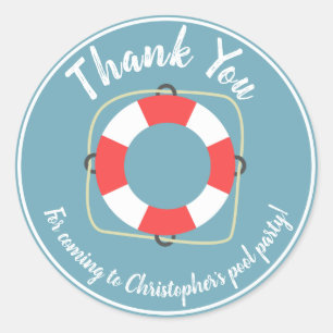 Schwimmbad Party Geburtstagsaufkleber Runder Aufkleber