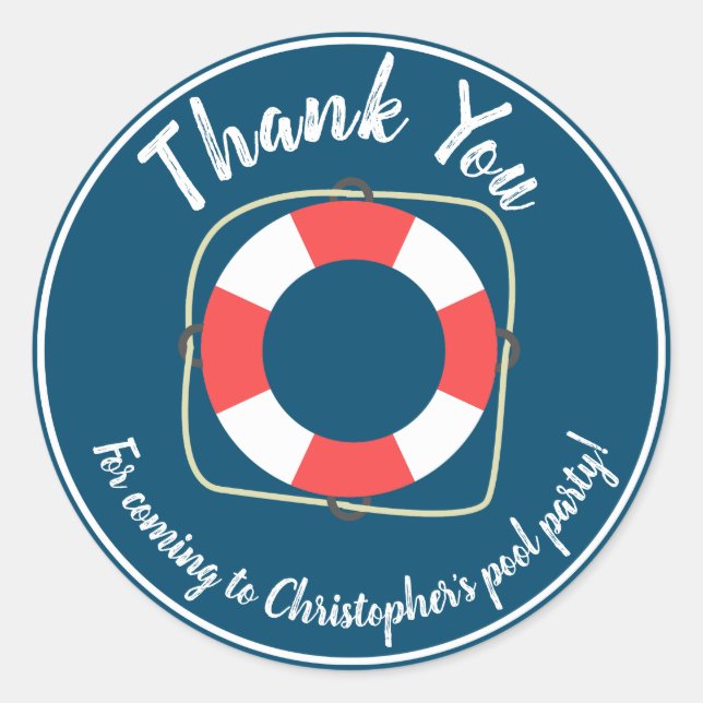 Schwimmbad Party Geburtstagsaufkleber Runder Aufkleber (Vorderseite)