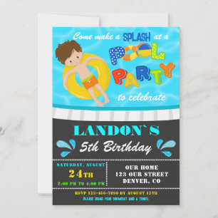 Schwimmbad Party Geburtstagseinladung Junge Pool e Einladung