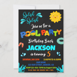 Schwimmbad Party Geburtstagseinladung Junge Pool e Einladung