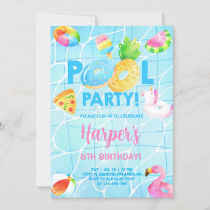 Schwimmbad Party Geburtstagseinladung Mädchen, Sch Einladung