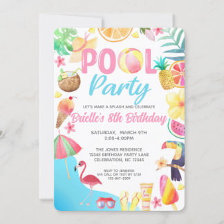 Schwimmbad Party Geburtstagseinladung - schwimmen Einladung