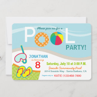 Schwimmbad Party Geburtstagseinladungskarte Einladung