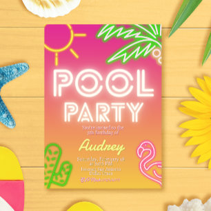 Schwimmbad Party Girl Geburtstagseinladung Einladung