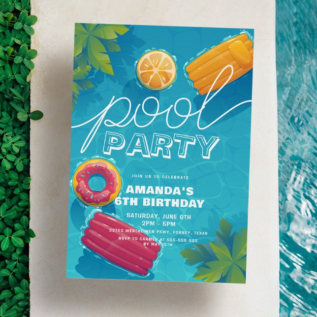 Schwimmbad Party jedes Jahr Moderne tropische Gebu Einladung (Von Creator hochgeladen)