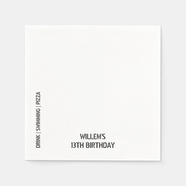 Schwimmbad Party Junge Geburtstagsparty Serviette (Vorderseite)