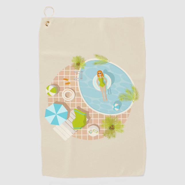 Schwimmbad Party Mädchen in Bikini Sommerstrand Golfhandtuch (Vorderseite)