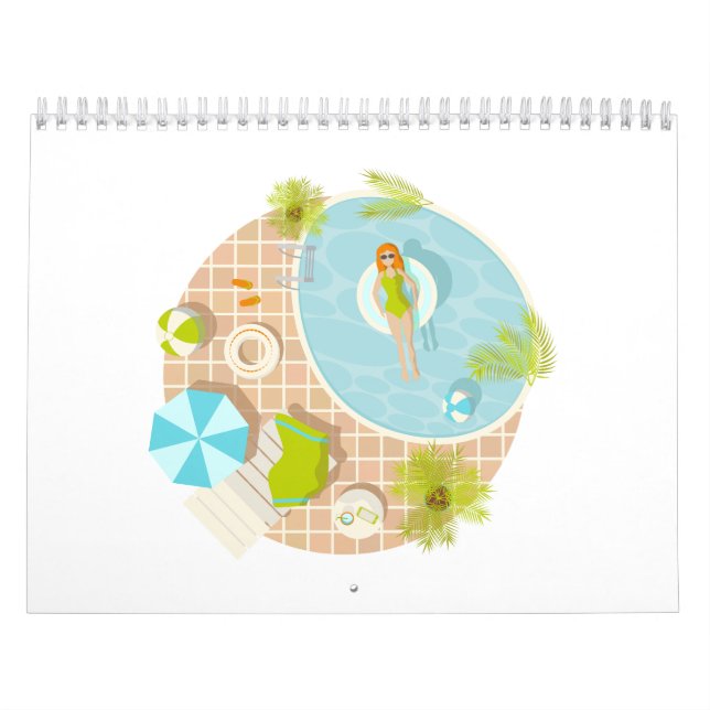 Schwimmbad Party Mädchen in Bikini Sommerstrand Kalender (Titelbild)