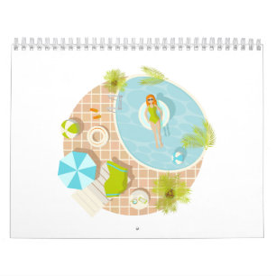 Schwimmbad Party Mädchen in Bikini Sommerstrand Kalender
