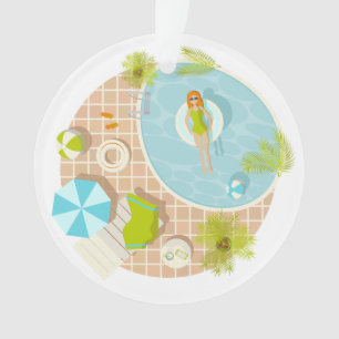 Schwimmbad Party Mädchen in Bikini Sommerstrand Ornament