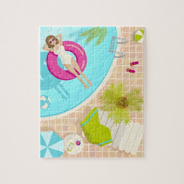 Schwimmbad Party Mädchen in Bikini Sommerstrand Puzzle (Vertikal)
