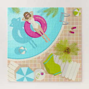 Schwimmbad Party Mädchen in Bikini Sommerstrand Puzzle