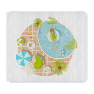 Schwimmbad Party Mädchen in Bikini Sommerstrand Schneidebrett