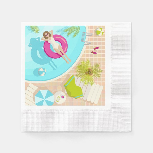 Schwimmbad Party Mädchen in Bikini Sommerstrand Serviette (Vorderseite)