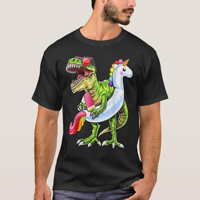 Schwimmbad Party Rex Dinosaurier Einhorn Schwimmba T-Shirt (Vorderseite)