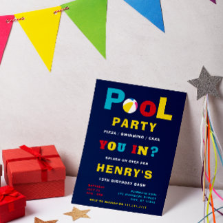 Schwimmbad Party schlicht moderne Geburtstagseinla Einladung
