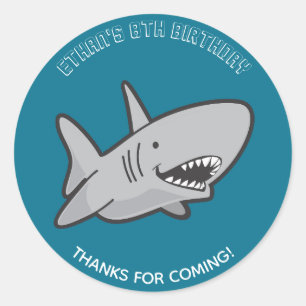 Schwimmbad Party Shark Geburtstagsaufkleber Runder Aufkleber