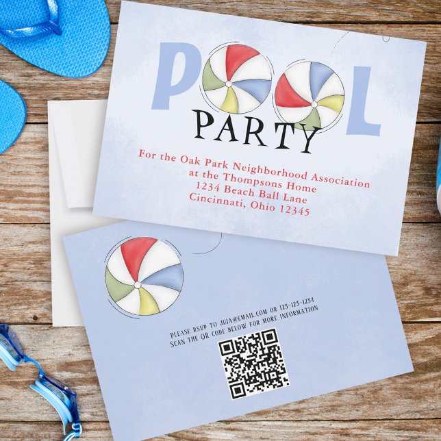 Schwimmbad Party Sommerfarben Custom Einladung (Pool party custom invitations)