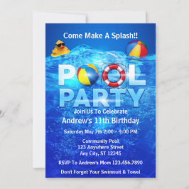 Schwimmbad Party Sommerschwimmbad Geburtstag Einladung