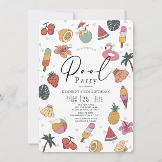Schwimmbad Party Sommerschwimmerin Geburtstag Einladung